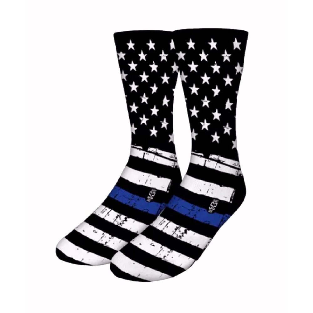 Police Thin Blue Line U.S. Flag Socks - NEW Fast Ship